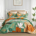 Tyrot 3 Piece Sage Green Boho Floral Full/Queen Quilt Sets Farmhouse Botanical by TyrotHomeDecor