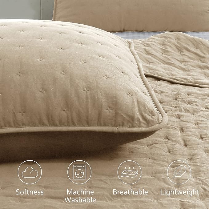 ROARINGWILD Beige Cloud Twin Size Quilt Bedding Sets - Image 3