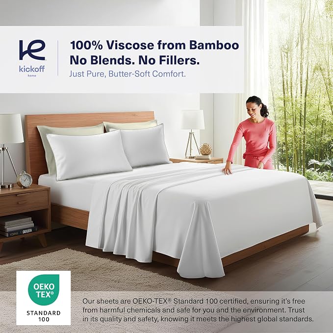 Kickoff Viscose Bamboo Pillowcase, 100% Organic Hidden Zippered Viscose Bamboo - Image 2