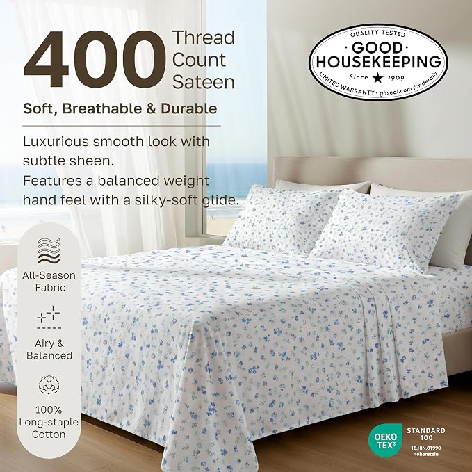 California Design Den Soft Full Size 100% Cotton Sheet Sets, 400 TC Good - Image 3