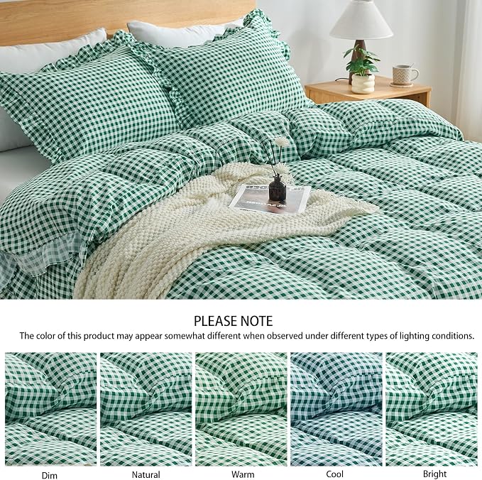Gingham Duvet Cover Twin Size, 2 Pieces Soft Breathable Microfiber Plaid - Image 5