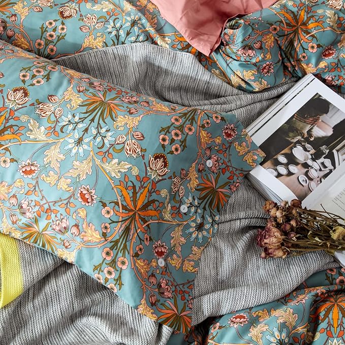 mixinni Vintage Style Garden Flower Queen Duvet Cover - Image 6