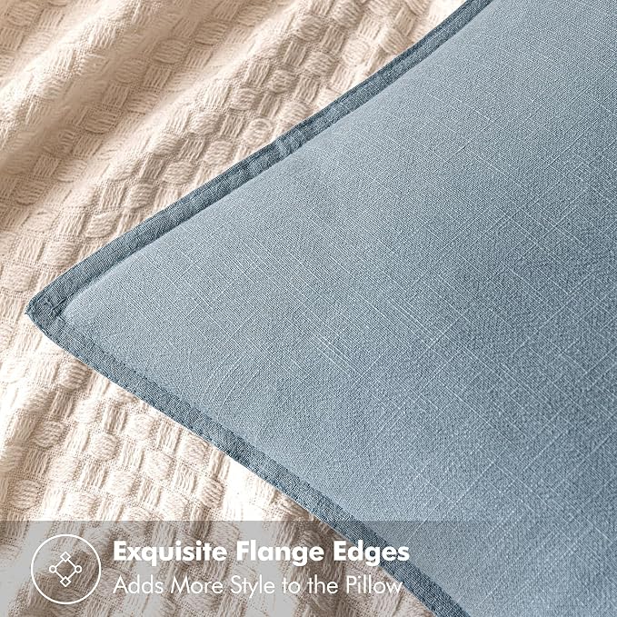 MIULEE Decorative Linen Euro Sham Pillow Covers 26x26 Blue Grey Boho - Image 2