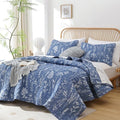 JANZAA Quilt King Size Infinity Blue Quilt Bed Spread Boho Quilt by JANZAA