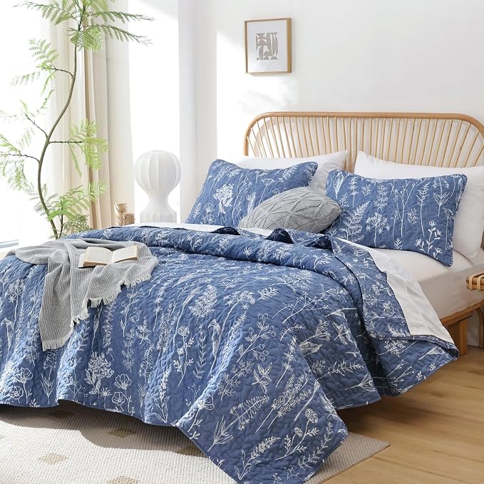 JANZAA Quilt King Size Infinity Blue Quilt Bed Spread Boho Quilt by JANZAA
