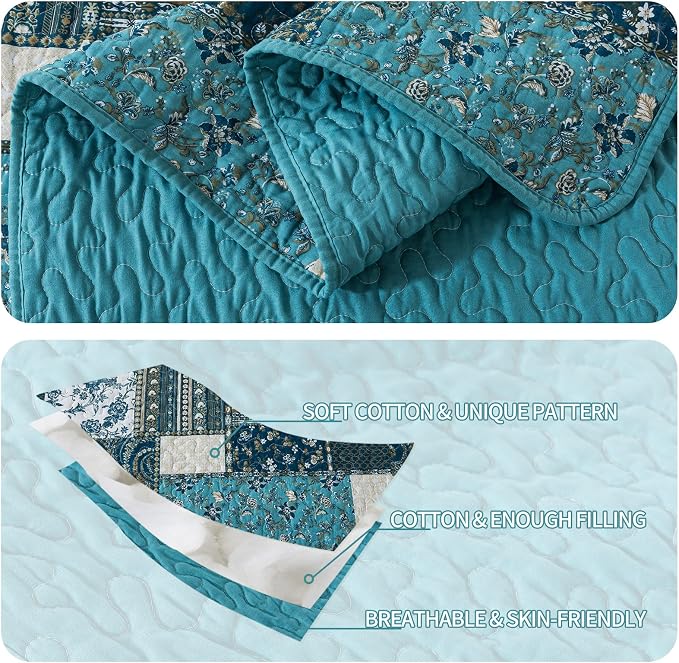 BEDIFANY Cotton Queen Size Quilt Sets, Lightweight Bedspread Queen Size - Image 4