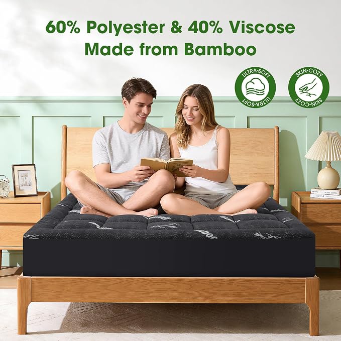 Mattress Pad King Size, Cooling Pillow Top Mattress Topper, Ultra Soft Viscose - Image 3