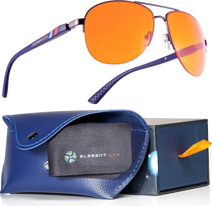 Blue Light Blocking Glasses Amber Lenses -For Better Sleep, Eye Strain Blocker by ElementLux