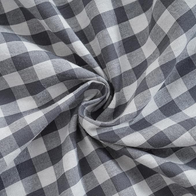 2 Pack Grey/White Plaid Ruffled Throw Pillow Sham 20 x20 inches, Washed Cotton - Image 6