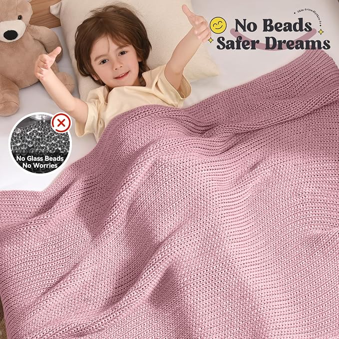 Guohaoi Knitted Weighted Blanket Kids No Beads Cooling Heavy Blanket, Home - Image 3
