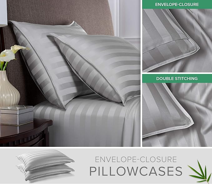 Queen Pillowcases by Pure Bamboo, Genuine 100% Organic Viscose Derived from - Image 2