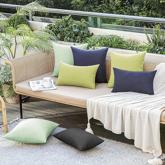 MIULEE Pack of 2 Decorative Outdoor Solid Waterproof Throw Pillow Covers Faux - Image 5