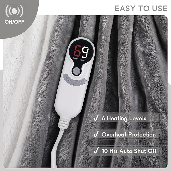 Heated Blanket Electric Blanket Full Size 72''x84'' - Image 3