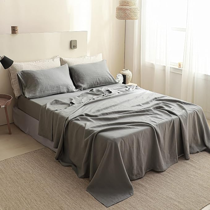 Simple&Opulence French Linen Flat Sheet, 100% Natural Flax Bedding Sheet by SimpleOpulence