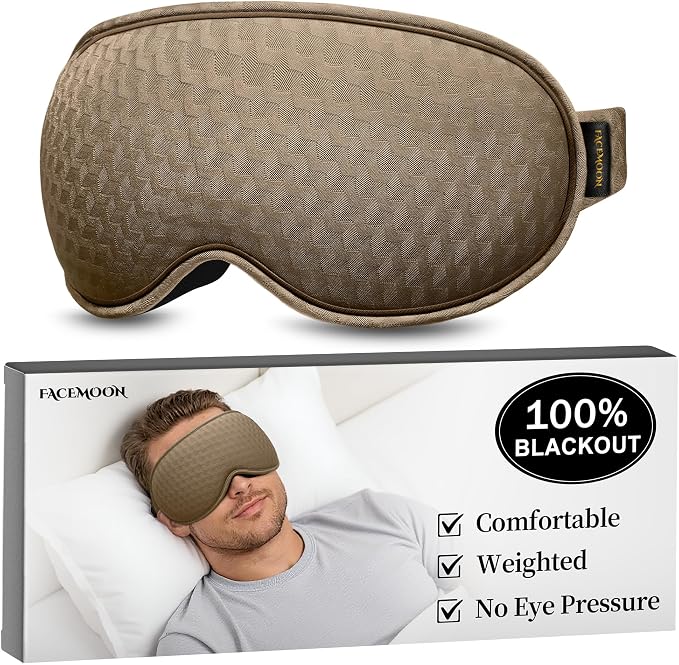 Sleep Mask for Deep Rest – 3D Weighted Design, 100% Light Blocking, Comfortable by FACEMOON