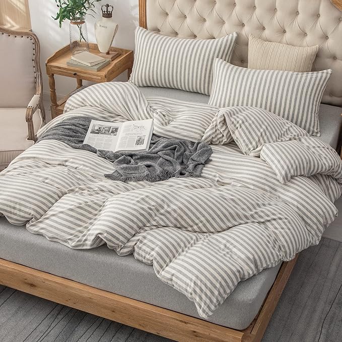 PURE ERA Jersey Knit Duvet Cover Set 100% T-Shirt Heather Cotton Super Soft - Image 6