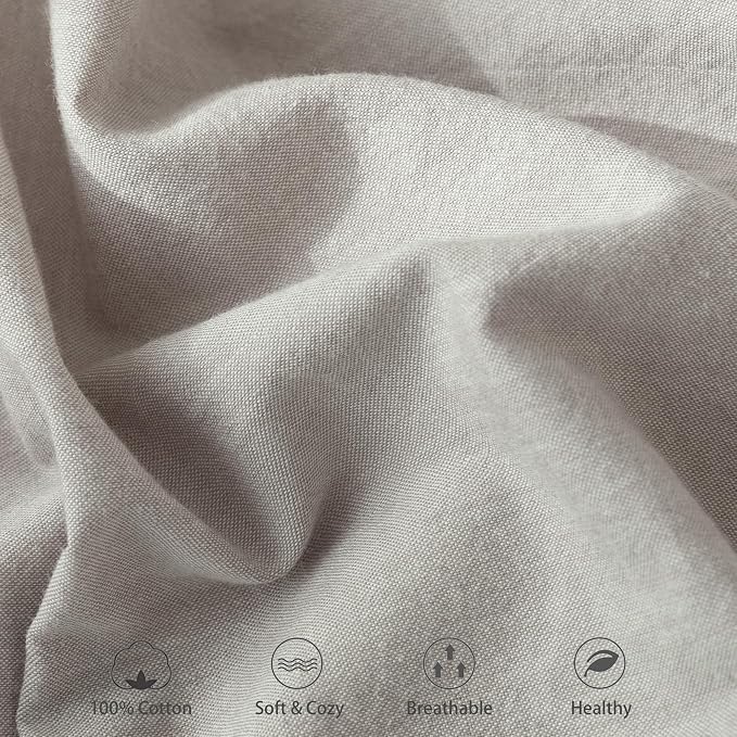 MooMee Fitted Bottom Sheet Only 100% Washed Cotton Linen Like Textured - Image 6
