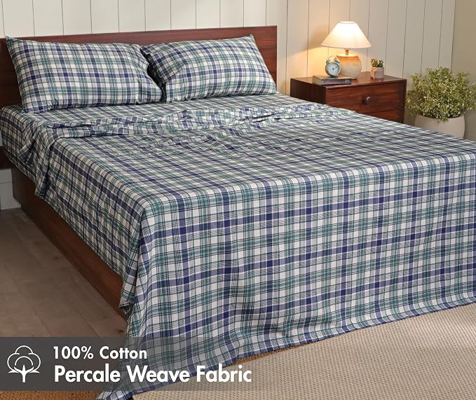 RUVANTI 100% Cotton Sheets – California King Percale Bedding, Cooling & - Image 2