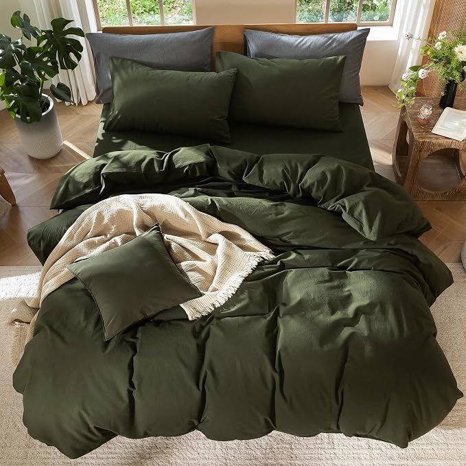 MooMee Bedding Duvet Cover Set 100% Washed Cotton Linen Like Textured - Image 5