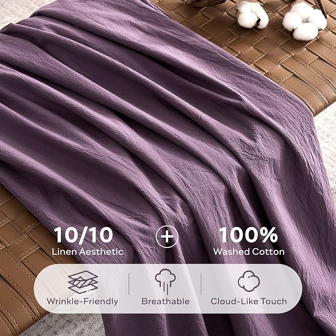 JELLYMONI 100% Washed Cotton Duvet Cover Full – Soft, Breathable Linen-Look - Image 3
