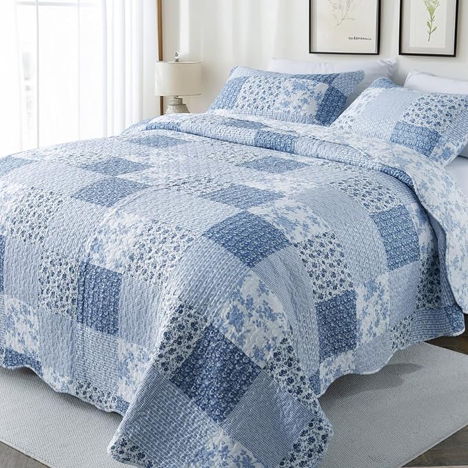 GOONE Queen Quilt Set 90"x90", Lightweight Washed Coverlet, Reversible Spring & by GOONE