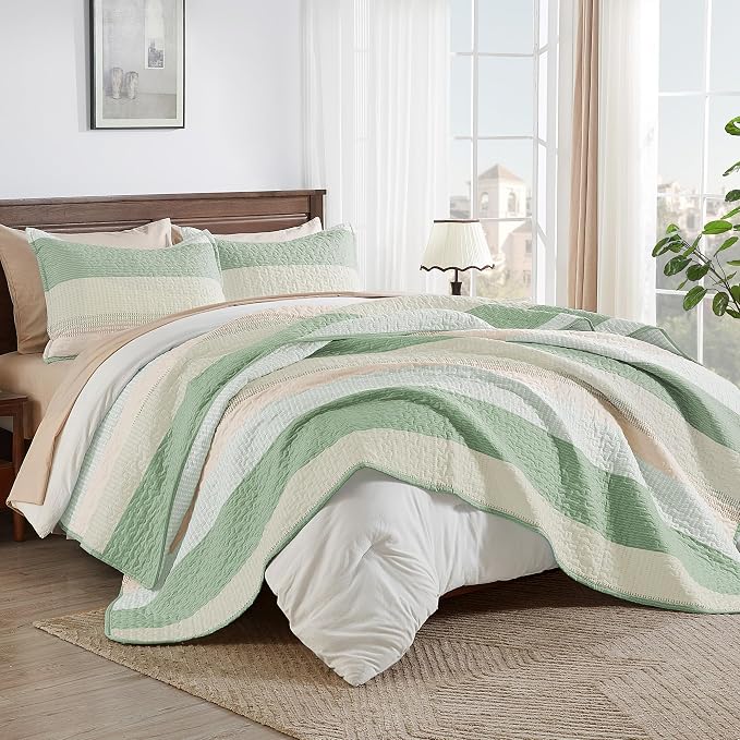 Andency King Size Quilt Set Mint Pink, 3 Pieces Summer Ultra Soft Lightweight - Image 3