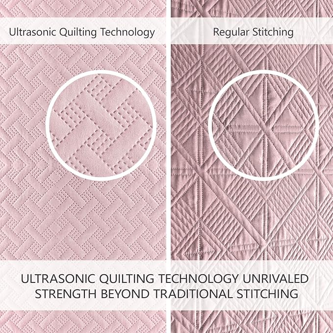 FLYMME King Size Quilt Bedding Set Pink Lightweight Bedspreads Set, Modern - Image 3