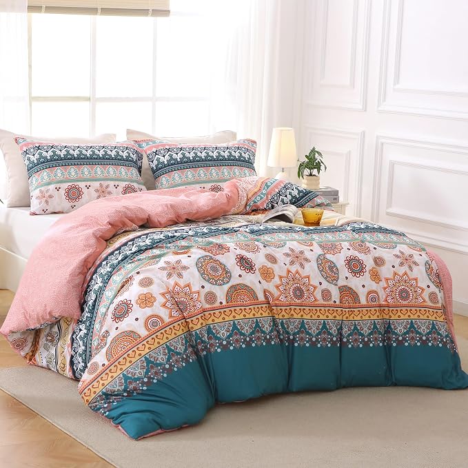 MUXHOMO Duvet Cover Queen Size Floral Duvet Cover Set - Image 3