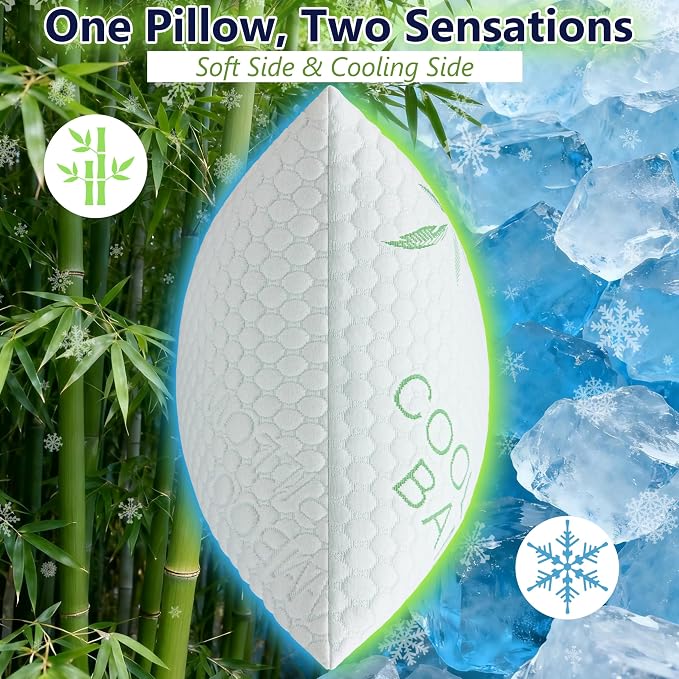 Cooling Pillows, Shredded Memory Foam Pillows King Size Set of 2 Adjustable - Image 5