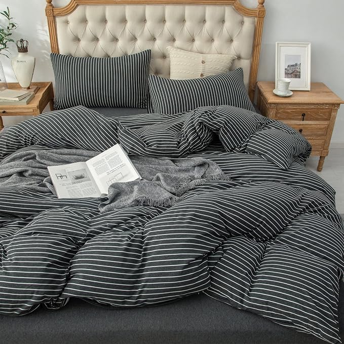 PURE ERA Jersey Knit Duvet Cover Set 100% T-Shirt Heather Cotton Super Soft - Image 3