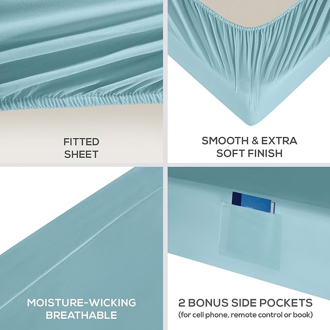 Mueller Luxury 6 PC Full Size Bed Sheets, Super Soft 1800, Deep Pocket up to - Image 4