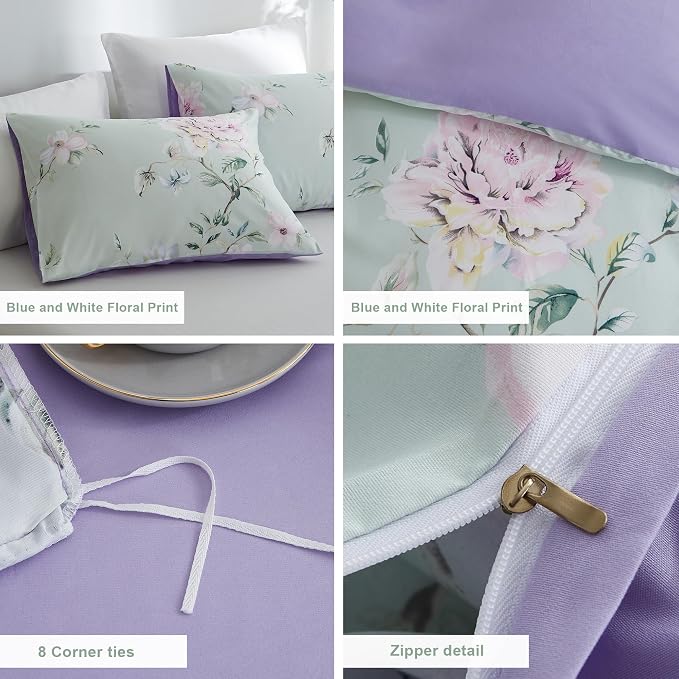 BOLINLIVING Floral Duvet Cover King Size 3 Pieces, Flower Duvet Cover - Image 5