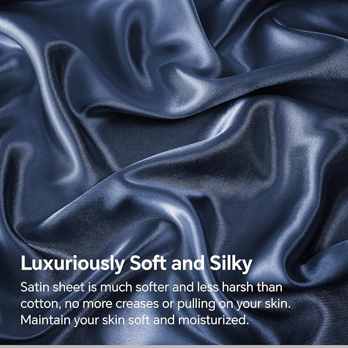 BEDELITE Satin Fitted Sheet and Pillowcases Set, Luxury Soft Similar to Silk - Image 3