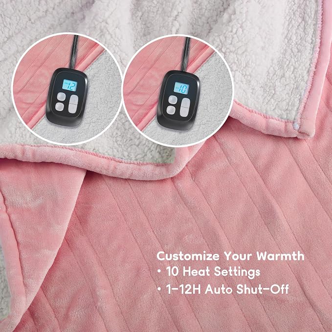 LaffyLo Electric Heated Blanket King Size 90 x 100, Dual Control, Fast Heating - Image 4