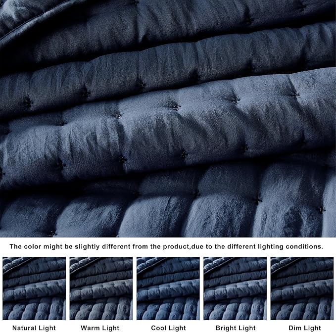 WDCOZY Navy Blue Queen Size Quilt Bedding Sets - Image 2