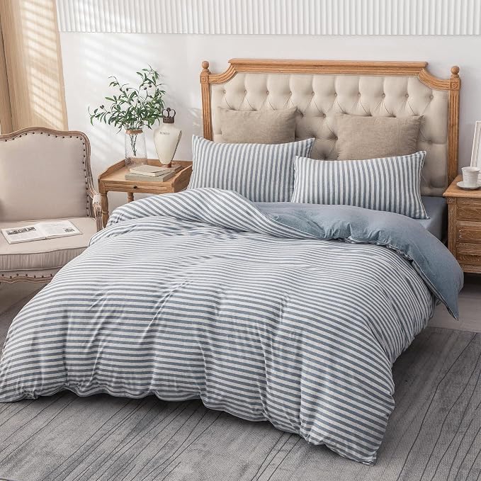 PURE ERA Jersey Knit Duvet Cover Set 100% T-Shirt Heather Cotton Super Soft - Image 5
