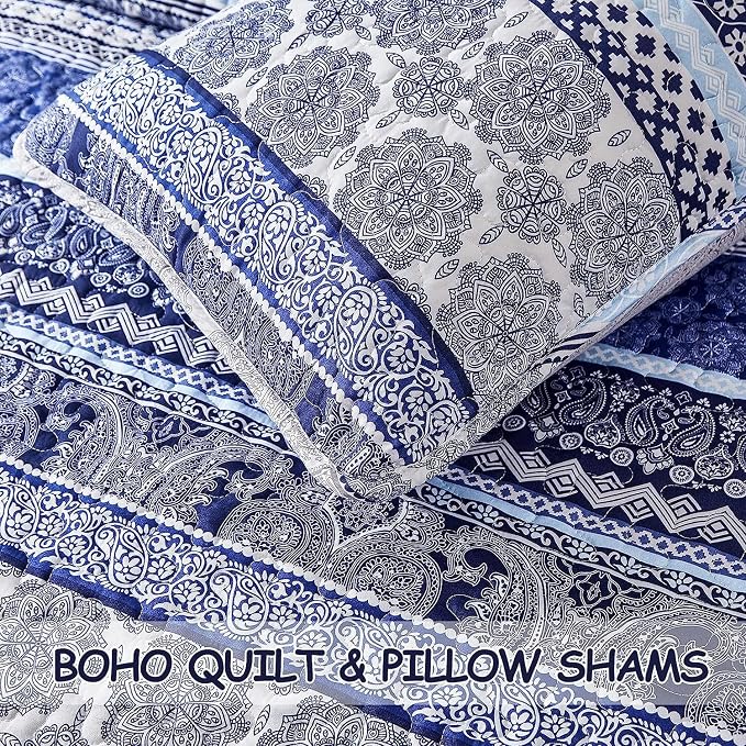 WONGS BEDDING Boho Quilt Set Twin Size, Lightweight Bedspread Coverlet Bedding - Image 7