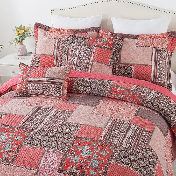 BEDIFANY Cotton Queen Quilt Set, Farmhouse Queen Size Quilt Bedding Set - Image 3