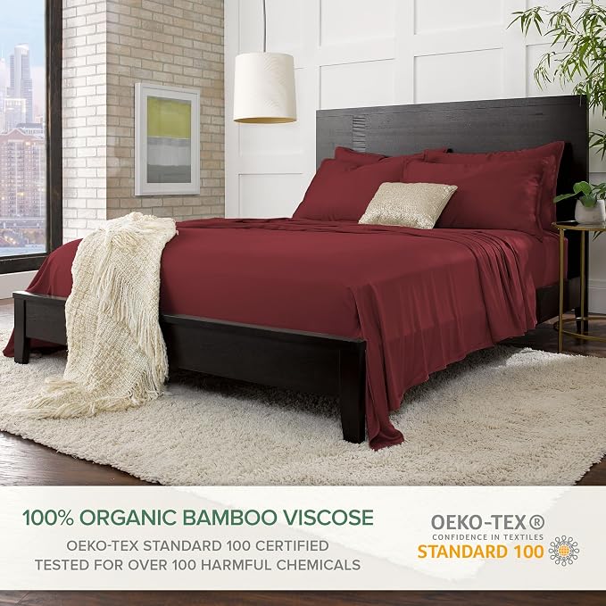 Pure Bamboo Twin Sheets, Genuine 100% Organic Viscose Derived from Bamboo Bed - Image 2