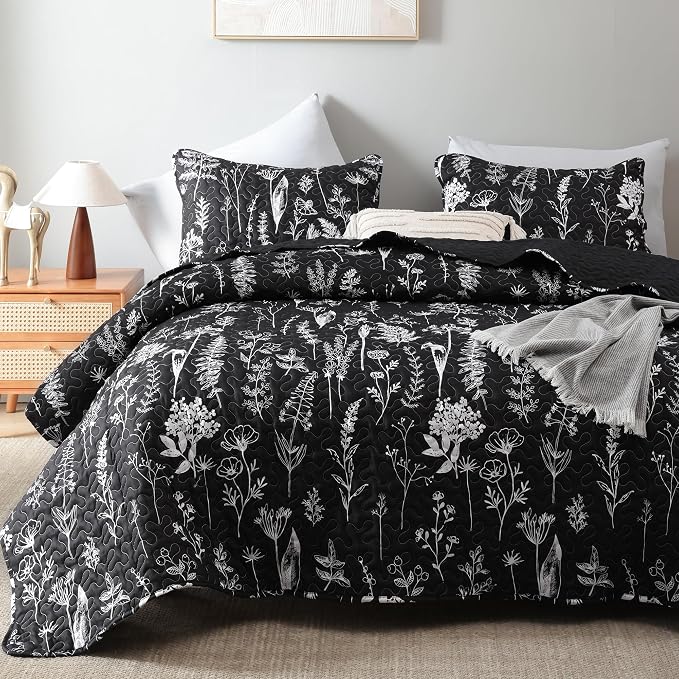 JANZAA Quilts Queen Size Bed Spread Botanical 3 Pieces Quilts Queen Size Sets - Image 4