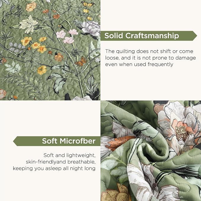 Litanika Floral Green Quilt Queen Size - Image 6