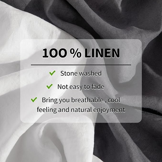 LBRO2M 100% Pure Linen Sheet Set Deep Pocket Up to 16" Bed Sheets Sets - Image 3