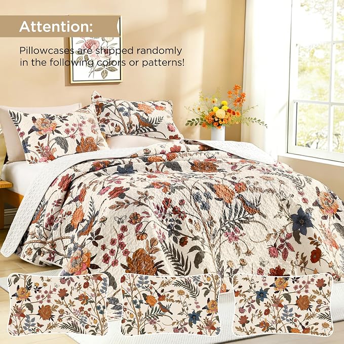 Litanika Floral Light Beige Quilt King Size - Image 3