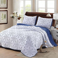 ROOMLIFE Quilt Set Full Size 3D Floral Embroidery Pattern 3-Piece Cotton by ROOMLIFE