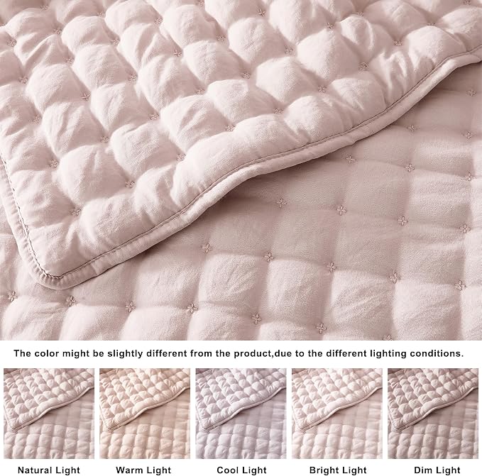WDCOZY Pink Queen Size Quilt Bedding Sets - Image 2
