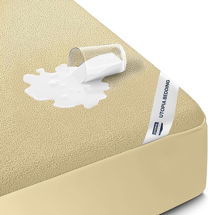 Twin Size Mattress Protector Waterproof, Premium 200 GSM Terry Mattress Cover by UTOPIABEDDING