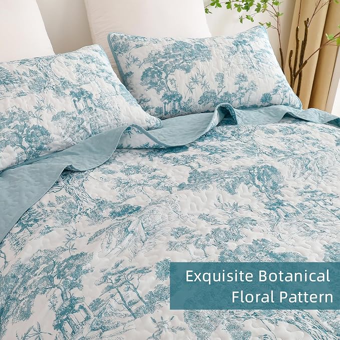 WONGS BEDDING Botanical Quilt Set Queen Size - Image 4
