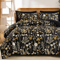 Yiran King Size Comforter Set, 7 Pieces Black Floral Soft Bedding Sets by Yiran