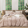 MooMee Striped Duvet Cover Set 100% Washed Cotton Linen Like Textured by MOOMEE