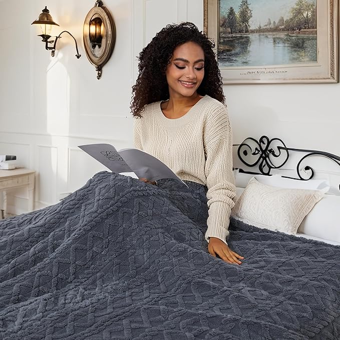 Electric Heated Blanket Full Size 72"x84", Ultra Soft Sherpa Fleece, 9 Heat by Soypipo